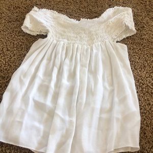 Brandy Melville white smocked off the shoulder top